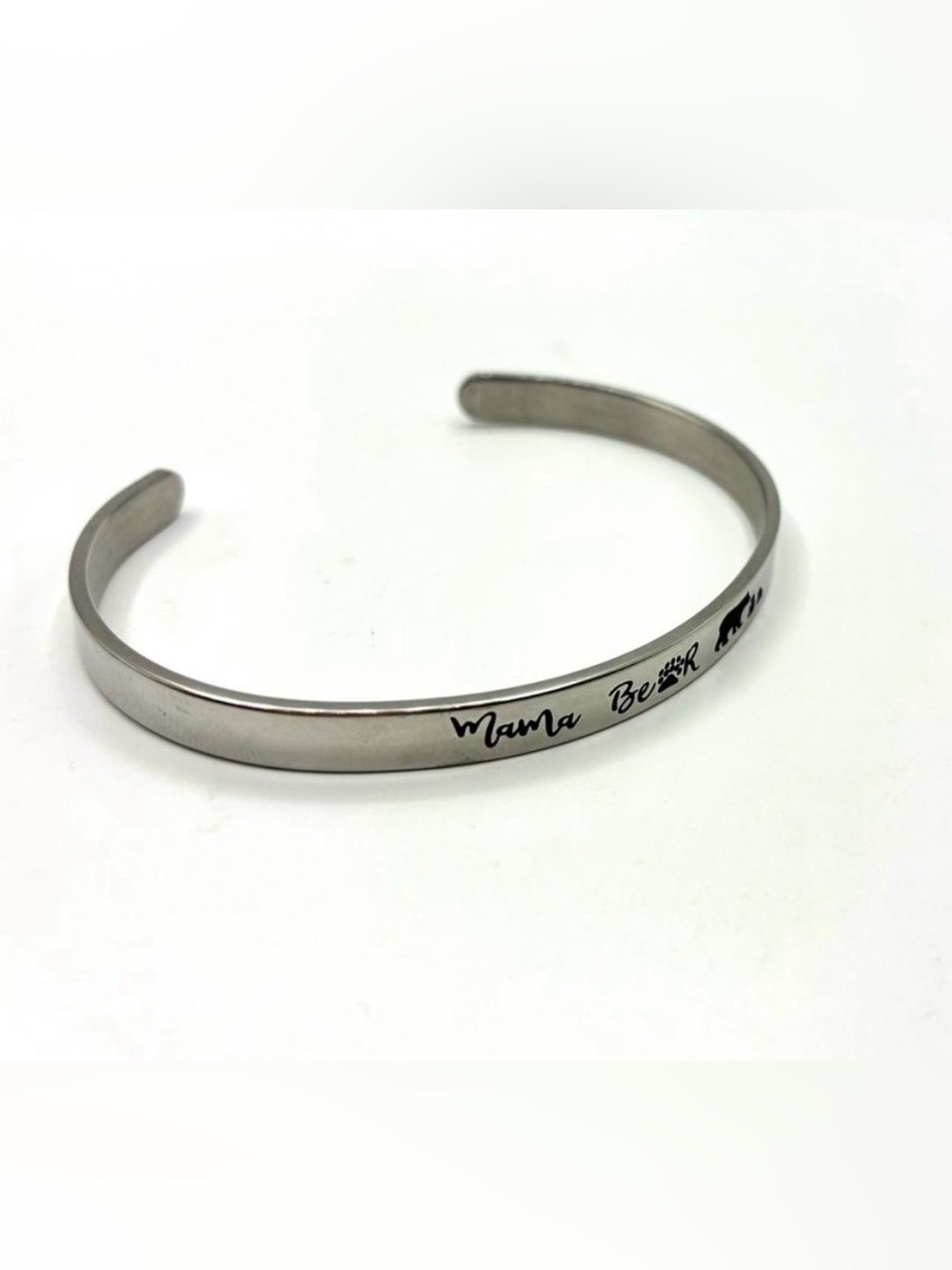 Mama Bear Silver Bangle Bracelet